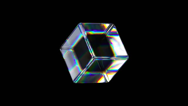 3d glass rotating transparent cube