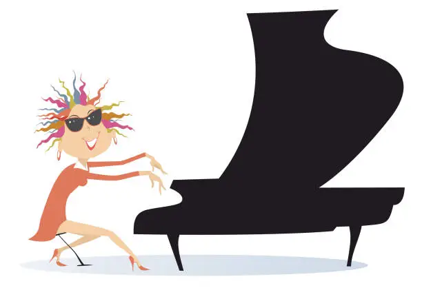 Vector illustration of Woman plaing piano