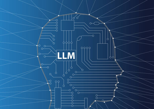 llm(large language model) 및 ai(generative artificial intelligence) 일러스트레이션과 심층 신경망 및 사람의 실루엣 - chat gpt stock illustrations