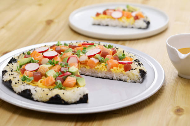 istock homemade Sushi pizza, creative sushi 1483547335