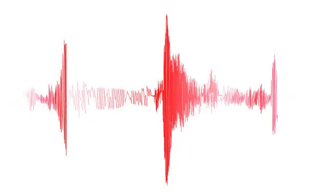 Vector illustration of Red seismogram of seismic activity or lie detector record