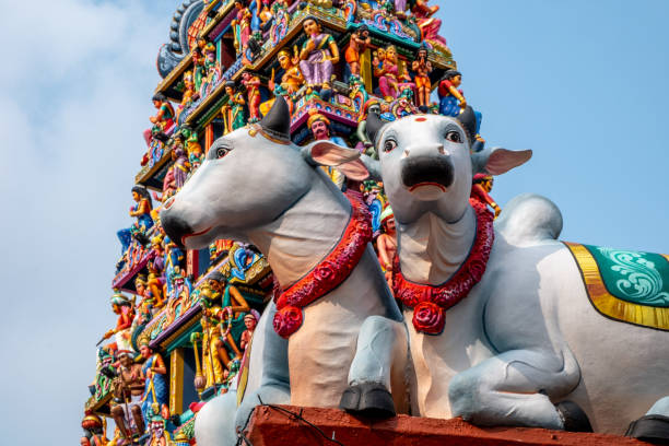 istock Colorful statues at a landmark Hindu temple 1483553328