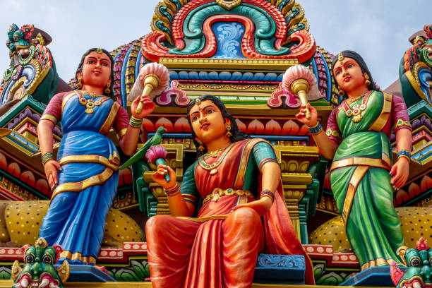 istock Colorful statues at a landmark Hindu temple 1483553629