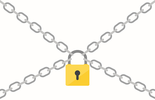 Protection Concept With Chains And Padlock