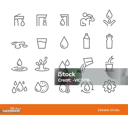 istock Water Icons - Editable Stroke - Line Icon Series 1483554415