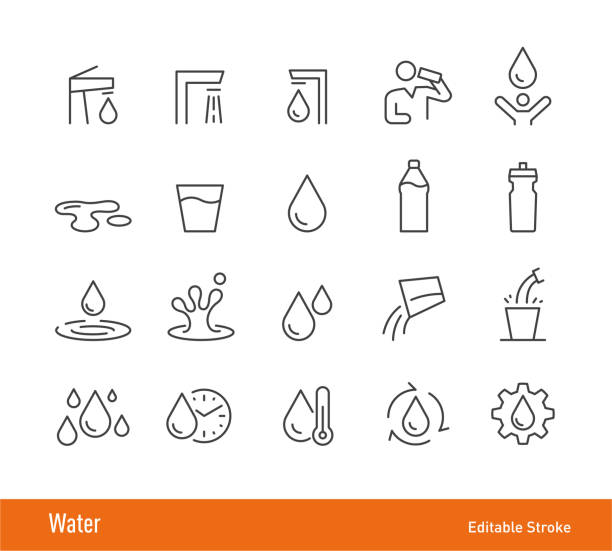 Water Icons - Editable Stroke - Line Icon Series vector art illustration