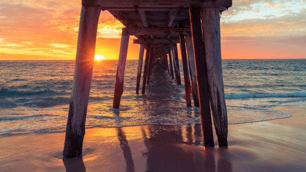 istock Spectacular sunset viewed from under pier at Port Noarlunga 1483556518