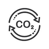 istock Recycling co2 icon, carbon circulation balance, offset or reduction emission. 1483557817