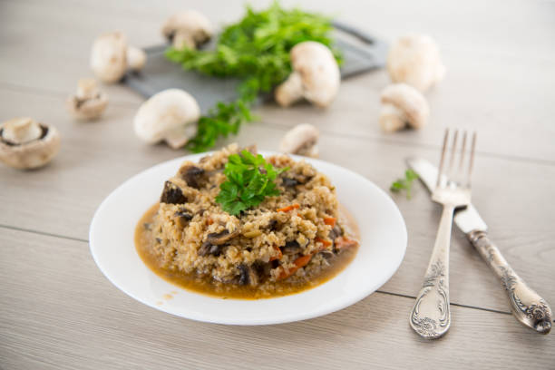 istock cooked bulgur with mushrooms, carrots and vegetables in a plate 1483564669