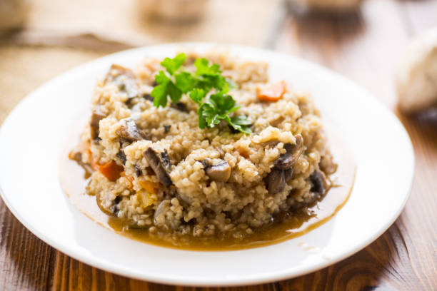 Rice with parsley and mushrooms on forkMy other similar images