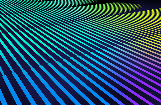 3D background with dramatic diminishing perspective and neon colors
