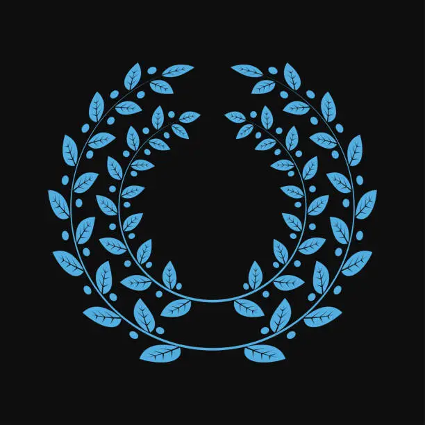 Vector illustration of Blue laurel wreathes icon. vector illustration