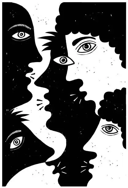 Vector illustration of Talking heads silhouette illustration