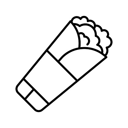 Burrito icon. Street fast food symbol. Shawarma, doner kebab, gyro wrap sandwich. Vector illustration.
