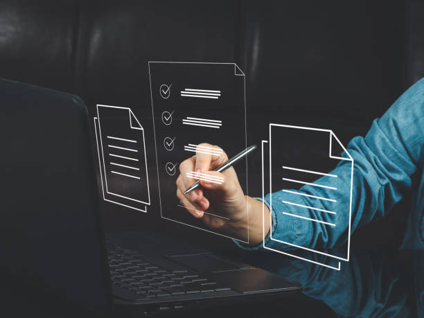 istock Electronic signature concept, business people using pen sign electronic documents on digital documents, paperless office, future business contract signing. 1483573810