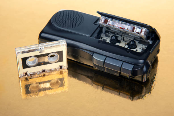 istock Audio recorder with microcassette. device for working with voice and journalism. analog audio recording. 1483574845
