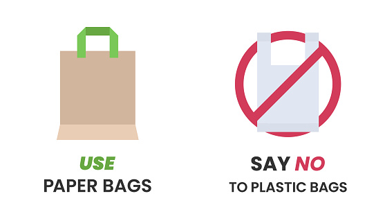 Use paper bag and say no to plastic bags, International plastic bag free day related vector