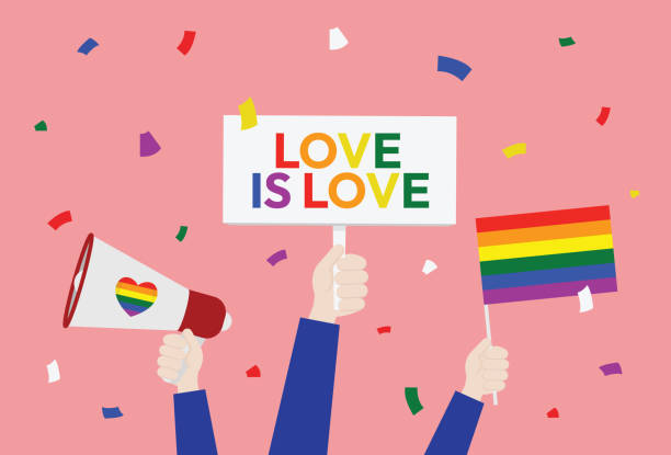 lgbtq feiert pride-monat - pride month stock-grafiken, -clipart, -cartoons und -symbole