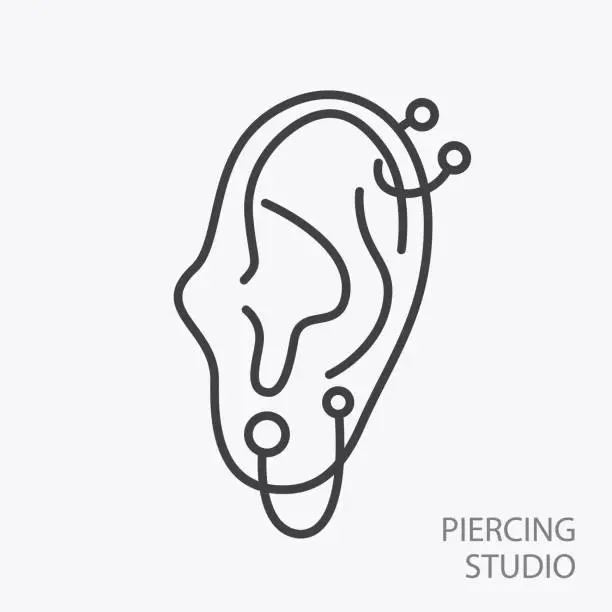 Vector illustration of Piercing studio logo template. Pierced Ear Logo Element