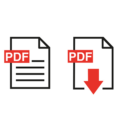 Pdf format document signs on a white background with copy space