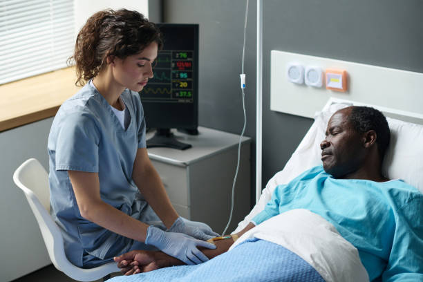 istock Nurse making dropper for elderly patient 1483583104
