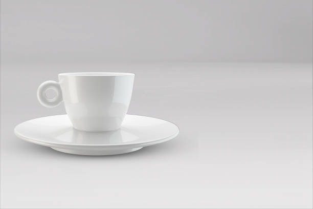 istock Realistic blank  coffee or tea mug cups with handle. Cup porcelain for tea or coffee template mockup isolated. Realistic teacup for breakfast, 3D illustration 1483584676