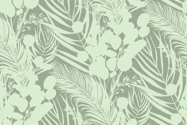 istock seamless pattern with silhouettes of tropical palm trees and dry herbs for textile 1483589549