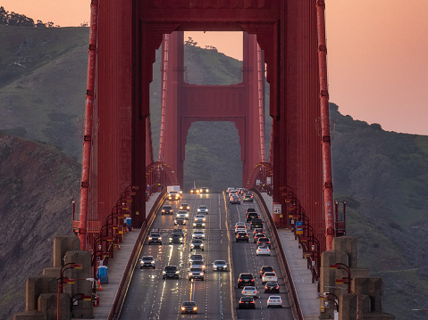 Traffic crossing the Golden Gate Bridge