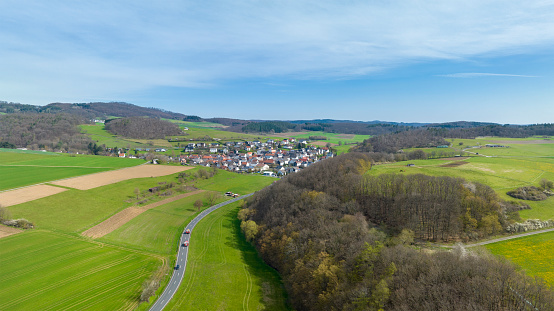 Country road and small village - Germany, Hesse