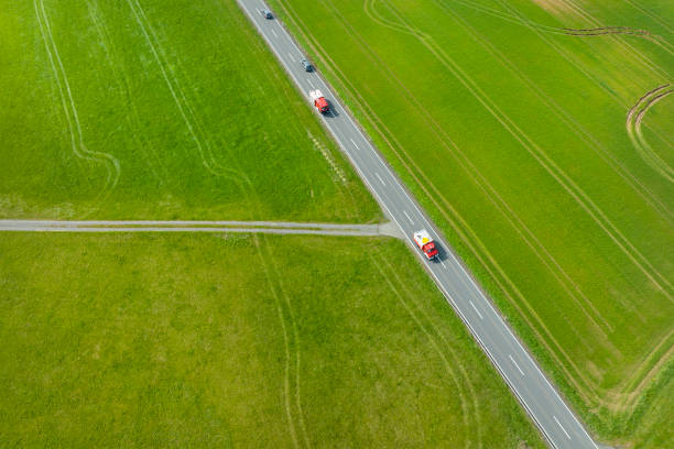 istock Country road through agriculture fields 1483591008