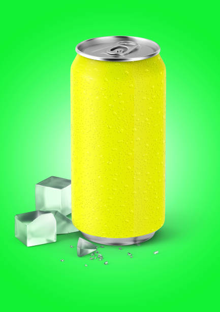 istock 3D rendering yellow soda can isolated on colored background. fit for your design element. 1483591788