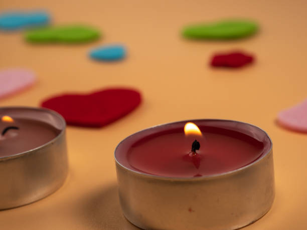istock Scented candles for relaxing on a beige background. 1483593820
