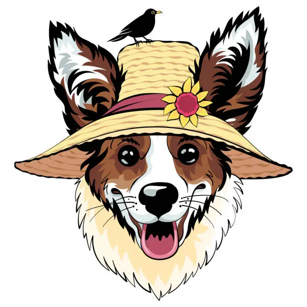 Vector illustration of vector Hipster dog Pembroke Welsh corgi