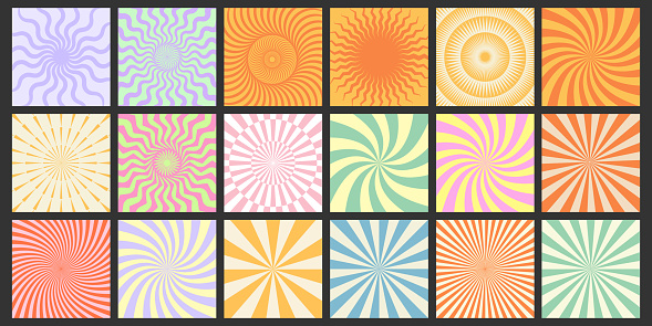 Cool Groovy Art Texture Vector Design. Trendy Y2k Geometric Pattern. Abstract Colorful Background. Vintage Backdrop.