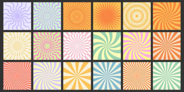 Vector illustration of Cool Groovy Art Texture Vector Design. Trendy Y2k Geometric Pattern. Abstract Colorful Background. Vintage Backdrop.