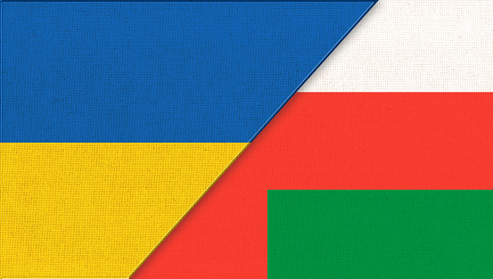 Ukraine vs EU vs Russia national flags