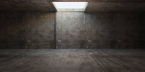 istock Abandoned warehouse scene cement floor old cement wall dilapidated room background 3D illustration 1483601967