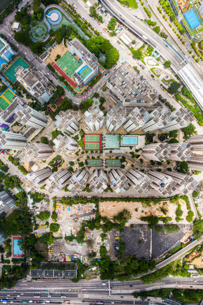 view over in hong kong, china - kentsel dönüşüm stok fotoğraflar ve resimler