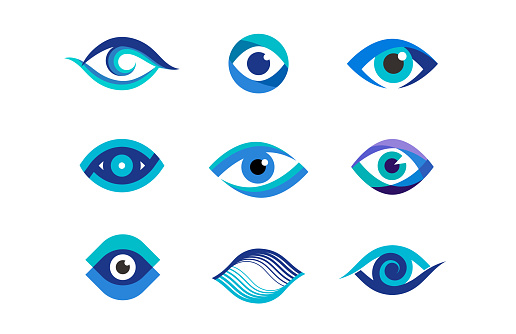 Eye logo collection. Optics, vision, eye health concept design. Vector illustrations