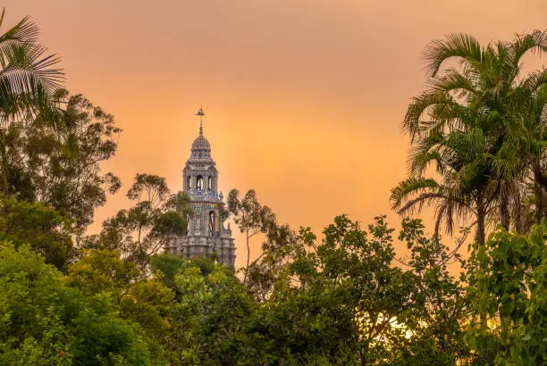 Photo of Sunset over Balboa Park is a historic urban cultural park in San Diego, California, USA.