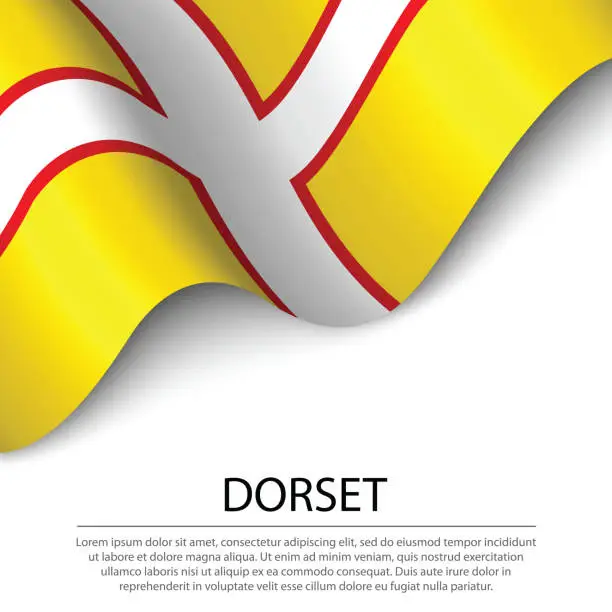 Vector illustration of Waving flag of Dorset is a county of England on white background.