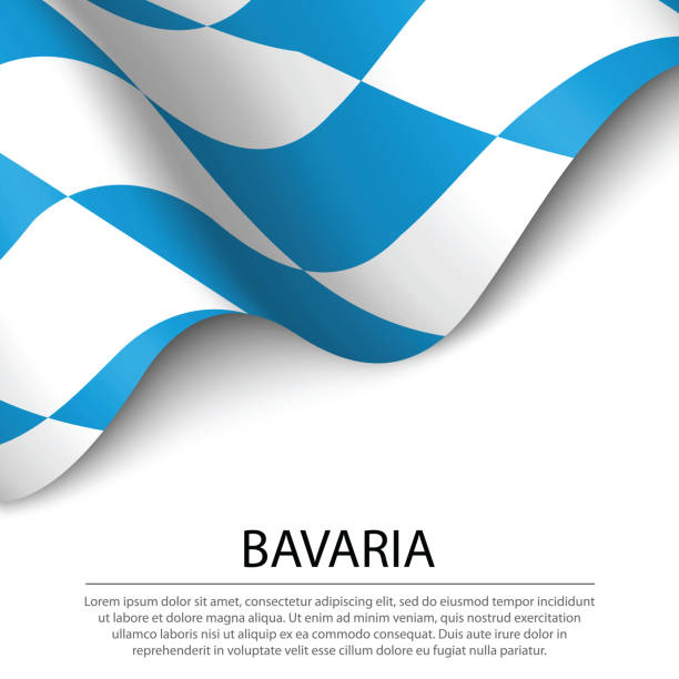 waving flag of bavaria is a state of germany on white background - bayern 幅插畫檔、美工圖案、卡通及圖標