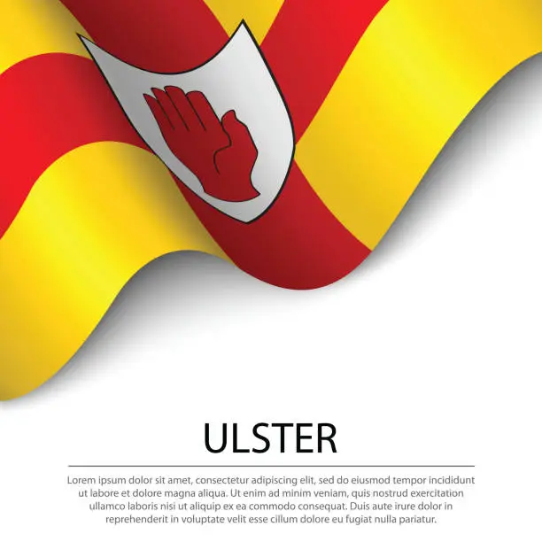 Vector illustration of Waving flag of Ulster is a province of Ireland on white background.