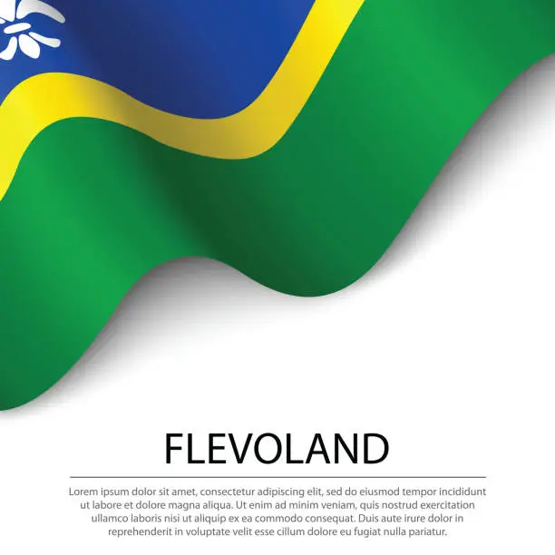 Vector illustration of Waving flag of Flevoland is a province of Netherlands on white background