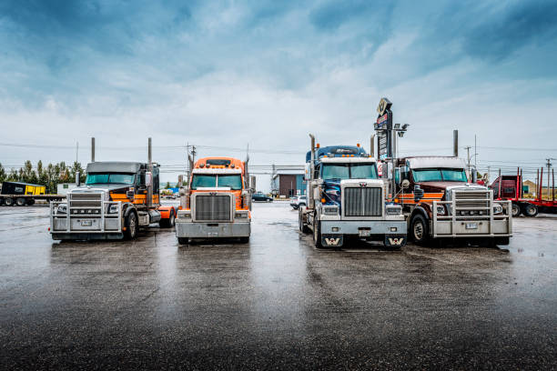 Heavy truck traveling on a Canadian highway in the province of Quebec