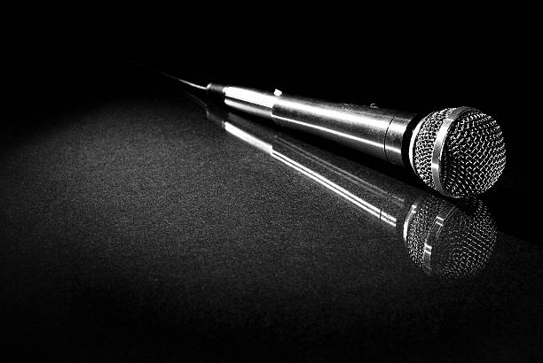 The Mic image of a microphone and a reflection audition photos stock pictures, royalty-free photos & images