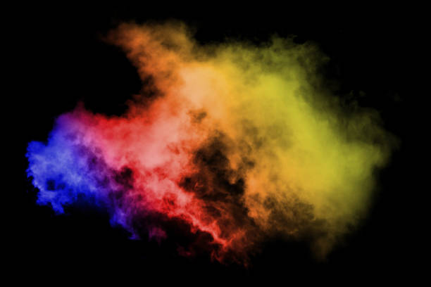 istock Blue, pink, purple vape smoke on black isolated background. 1483621261