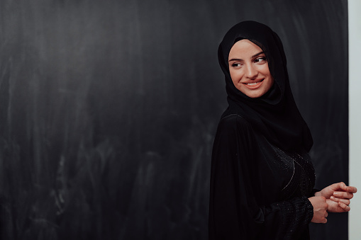 Portrait of young Muslim woman making dua. High quality photo
