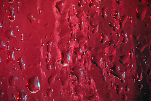Wet And Abstract Water Drops Red Concept