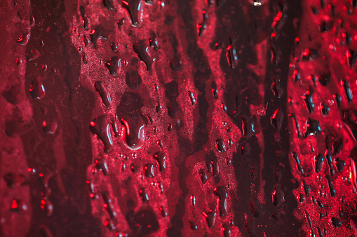 Wet And Abstract Water Drops Red Concept